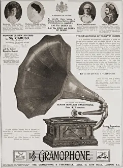 Advertisement for The Gramophone Comany in the June 1907 edition of The Graphic, a weekly illustrated newspaper Advertisement for The Gramophone Comany in the June 1907 edition of The Graphic, a weekly illustrated newspaper