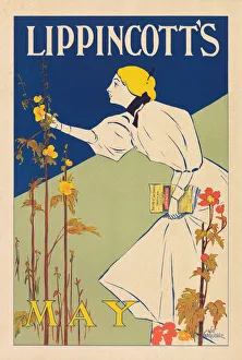 Advertisement for Lippincott's Magazine, May 1895. Artwork by American artist William L. Carqueville, 1871-1946 Advertisement for Lippincott's Magazine, May 1895. Artwork by American artist William L. Carqueville, 1871-1946
