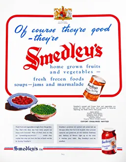 Advertisement for Smedley's preserved foods, dated 1950 Advertisement for Smedley's preserved foods, dated 1950