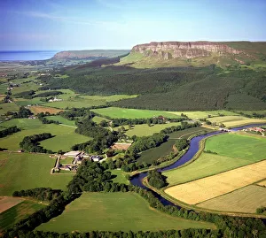 Aerial View Of Farms In Roe Valley County Park; Bienevenagh, County Londonderry, Northern Ireland Aerial View Of Farms In Roe Valley County Park; Bienevenagh, County Londonderry, Northern Ireland