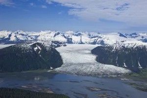 Aerial View Of Taku River And Hole In The Wall Glacier, Inside Passage, Alaska Aerial View Of Taku River And Hole In The Wall Glacier, Inside Passage, Alaska
