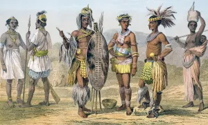 Africans In Tribal Costume First Two Left Gambians Next Three Zulus Right Woman From Africans In Tribal Costume First Two Left Gambians Next Three Zulus Right Woman From