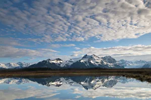 Alaganik Slough Reflecting The Chugach Mountains And Cirrocumulus Clouds In The Morning, Chugach National Forest Alaganik Slough Reflecting The Chugach Mountains And Cirrocumulus Clouds In The Morning, Chugach National Forest