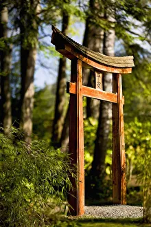 Arch On Pathway In The Japanese Gardens; Mayne Island, British Columbia, Canada Arch On Pathway In The Japanese Gardens; Mayne Island, British Columbia, Canada