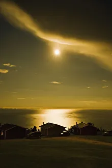 Artist's Choice: Moon Over Cottages And Saint Lawrence River, Cap-A-L'aigle Near La Malbaie, Charlevoix, Quebec Artist's Choice: Moon Over Cottages And Saint Lawrence River, Cap-A-L'aigle Near La Malbaie, Charlevoix, Quebec