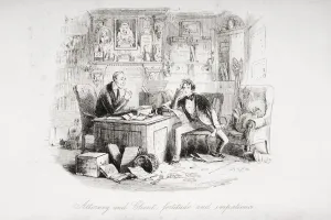 Attorney And Client, Fortitude And Impatience. Illustration By Phiz (Hablot Knight Browne) 1815-1882 Attorney And Client, Fortitude And Impatience. Illustration By Phiz (Hablot Knight Browne) 1815-1882