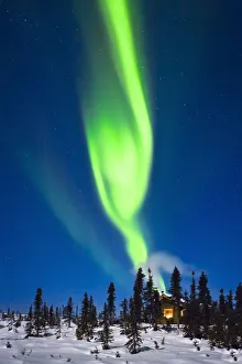 Aurora Over Cabin In The White Mountain Recreation Area During Winter In Interior Alaska Aurora Over Cabin In The White Mountain Recreation Area During Winter In Interior Alaska
