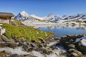 Aletsch Glacier Collection: Bachalpsee with Wetterhorn, Lauteraarhorn, Schreckhorn, Finsteraarhorn and Aletsch Glacier