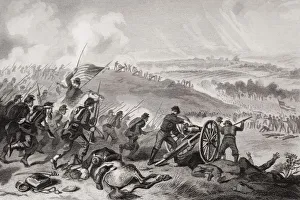 Battle Of Gettysburg Pennsylvania July 1863. Final Charge Of The Union Forces At Cemetery Hill Battle Of Gettysburg Pennsylvania July 1863. Final Charge Of The Union Forces At Cemetery Hill