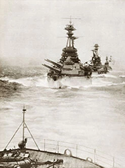 The Story Of 25 Eventful Years In Pictures Published in 1935 Collection: Battleships From A Battle Squadron Of The Grand Fleet Patrolling The North Sea In 1916 During