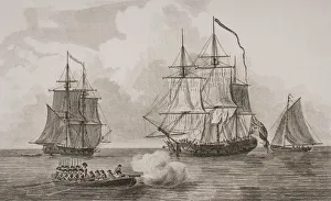 British Men Of War. From Left, Fire Brig, Flat Bottomed Boat, Gun Vessel British Men Of War. From Left, Fire Brig, Flat Bottomed Boat, Gun Vessel