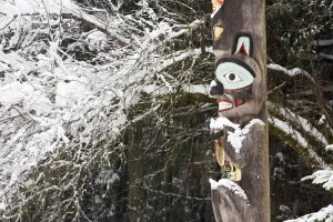 Brown Bear Totemic Figure On Tlingit Totem Pole At Auke Bay Recreation Area Brown Bear Totemic Figure On Tlingit Totem Pole At Auke Bay Recreation Area