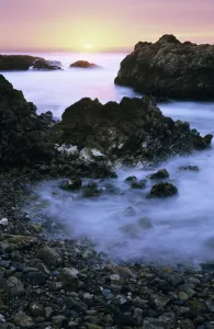 California, Pescadero, Beautiful Sunset Along Coast, Misty Ocean Along Shore, Long Exposure California, Pescadero, Beautiful Sunset Along Coast, Misty Ocean Along Shore, Long Exposure