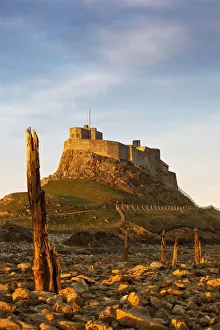 A Castle On The Tidal Island Also Known As Holy Island; Lindisfarne, Northumberland, England A Castle On The Tidal Island Also Known As Holy Island; Lindisfarne, Northumberland, England