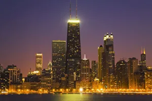 Chicago Skyscrapers With John Hancock Center At Night Chicago Skyscrapers With John Hancock Center At Night