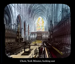 Choir York Minster looking east, hand coloured magic lantern slide Choir York Minster looking east, hand coloured magic lantern slide