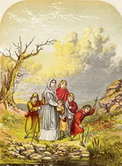 Christiana And Her Children Arrive At The Slough Of Despond. Illustration By A.f.lydon Christiana And Her Children Arrive At The Slough Of Despond. Illustration By A.f.lydon