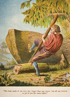 Chromolithographic Illustration From Life And Adventures Of Robinson Crusoe By Daniel Defoe From A Softback Edition Chromolithographic Illustration From Life And Adventures Of Robinson Crusoe By Daniel Defoe From A Softback Edition