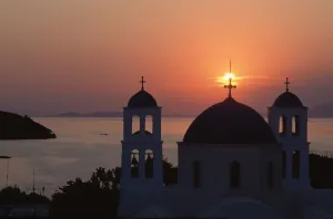 Church Of Katapola At Sunset. Amorgos, Greek Islands Church Of Katapola At Sunset. Amorgos, Greek Islands