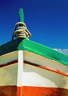 Close Up Of Bow Of Fishing Boat Painted With Italian Colors Close Up Of Bow Of Fishing Boat Painted With Italian Colors