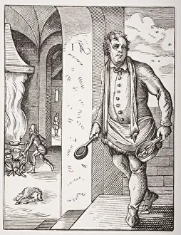 The Cook. 19Th Century Reproduction Of 16Th Century Engraving By Jost Amman The Cook. 19Th Century Reproduction Of 16Th Century Engraving By Jost Amman