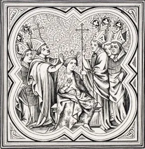 Coronation Of Charlemagne - Facsimile Of A Miniature In The Chroniques De Saint-Denis Coronation Of Charlemagne - Facsimile Of A Miniature In The Chroniques De Saint-Denis
