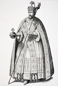 Costume Of Emperors At Their Coronation Since The Time Of Charlemagne. From An Engraving In A Work Entitled Insignia Costume Of Emperors At Their Coronation Since The Time Of Charlemagne. From An Engraving In A Work Entitled Insignia
