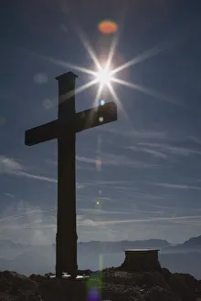 Cross At The Top Of A Mountain, Grodig, Salzburger Land, Austria Cross At The Top Of A Mountain, Grodig, Salzburger Land, Austria