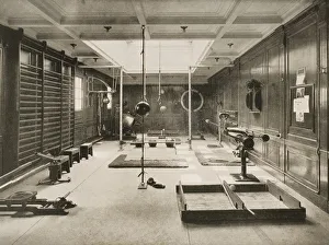Cunard Line Promotional Brochure For Berengaria Circa 1930. The Gymnasium Cunard Line Promotional Brochure For Berengaria Circa 1930. The Gymnasium