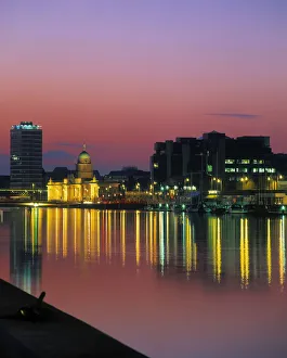 The Custom House And Liberty Hall On The River Liffey In Dublin, Ireland The Custom House And Liberty Hall On The River Liffey In Dublin, Ireland