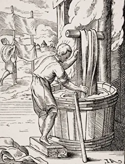 Dyer. 19Th Century Reproduction Of 16Th Century Woodcut By Jost Amman Dyer. 19Th Century Reproduction Of 16Th Century Woodcut By Jost Amman