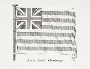 The East India Company Flag. Early 19Th Century. From The Cyclopaedia Or Universal Dictionary Of Arts The East India Company Flag. Early 19Th Century. From The Cyclopaedia Or Universal Dictionary Of Arts