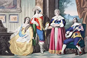 English Cavalier Costume Around 1670 During The Reign Of Charles Ii. From The National And Domestic History Of England English Cavalier Costume Around 1670 During The Reign Of Charles Ii. From The National And Domestic History Of England