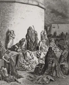 Engraving From The Dore Bible Illustrating Lamentations I 1 And 2 The People Mourning Over The Ruins Of Jerusalem By Engraving From The Dore Bible Illustrating Lamentations I 1 And 2 The People Mourning Over The Ruins Of Jerusalem By