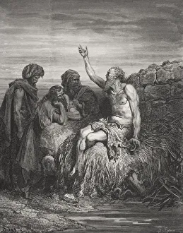 Engraving From The The Dore Bible Illustrating Job Vi 1 To 4 Job And His Friends By Gustave Dore 1832-1883 French Engraving From The The Dore Bible Illustrating Job Vi 1 To 4 Job And His Friends By Gustave Dore 1832-1883 French