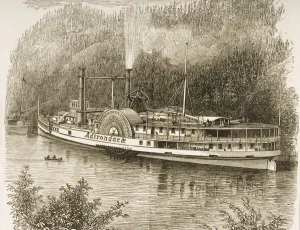 Excursion Steamer On The Hudson River New York State In The 1870S. From American Pictures Drawn With Pen And Pencil By Excursion Steamer On The Hudson River New York State In The 1870S. From American Pictures Drawn With Pen And Pencil By