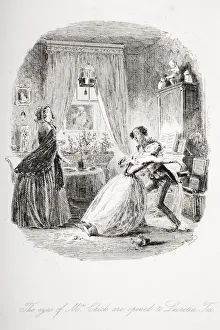 The Eyes Of Mrs Chick Are Opened To Lucretia Tox. Illustration From The Charles Dickens Novel Dombey And Son By H.K The Eyes Of Mrs Chick Are Opened To Lucretia Tox. Illustration From The Charles Dickens Novel Dombey And Son By H.K