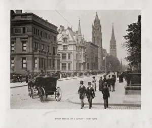 Fifth Avenue on a Sunday in New York City in the late 19th century. From the book The United States of America - One Fifth Avenue on a Sunday in New York City in the late 19th century. From the book The United States of America - One
