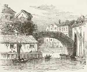 Fleet Bridge London In The 17Th Century. From The National And Domestic History Of England By William Aubrey Published Fleet Bridge London In The 17Th Century. From The National And Domestic History Of England By William Aubrey Published