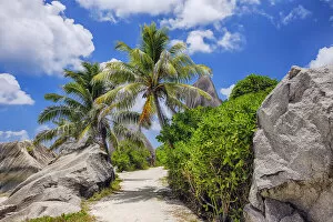 African Places And Things Collection: Footpath through Rocks and Palm Trees, Anse Source d┼¢Argent, La Digue, Seychelles