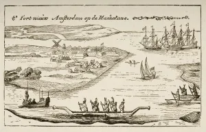 Fort And Settlement Of New Amsterdam On Manhatten Island In 1620S. From American Pictures Drawn With Pen And Pencil By Fort And Settlement Of New Amsterdam On Manhatten Island In 1620S. From American Pictures Drawn With Pen And Pencil By