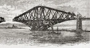 The Forth Bridge, before completion, Scotland. late -19th century. From Great Engineers, published c.1890 The Forth Bridge, before completion, Scotland. late -19th century. From Great Engineers, published c.1890