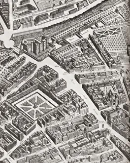 Fragment Of The Turgot Map Of Paris, France, Showing La Porte Saint-Antoine, The Fragment Of The Turgot Map Of Paris, France, Showing La Porte Saint-Antoine, The