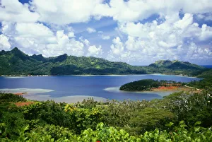 French Polynesia, Tahiti, Huahine, Overlooking Beautiful Lagoon, Scenic Greenery French Polynesia, Tahiti, Huahine, Overlooking Beautiful Lagoon, Scenic Greenery