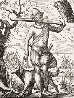 German Falconer. 19Th Century Reproduction From 16Th Century Engraving By Jost Amman German Falconer. 19Th Century Reproduction From 16Th Century Engraving By Jost Amman