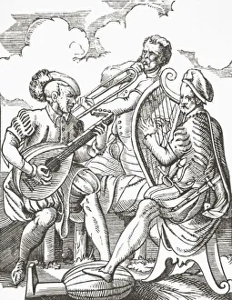 German Musicians Playing The Lute And Guitar. After A 16Th Century Engraving By Jost Amman German Musicians Playing The Lute And Guitar. After A 16Th Century Engraving By Jost Amman