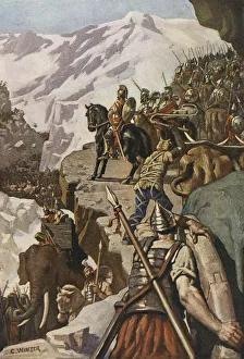 Hannibal crossing the Alps in 218 BC on his way to invade Italy during the Second Punic War Hannibal crossing the Alps in 218 BC on his way to invade Italy during the Second Punic War