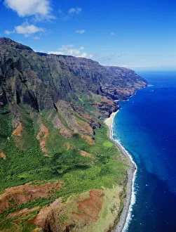 Hawaii, Kauai, Aerial Along Napali Coastline With Amazing Ridges, Remote Beaches Hawaii, Kauai, Aerial Along Napali Coastline With Amazing Ridges, Remote Beaches