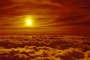 Hawaii, Maui, Haleakala National Park Sunset Orange Wispy Clouds Surround Sun Puffy Layer Thick Clouds Hawaii, Maui, Haleakala National Park Sunset Orange Wispy Clouds Surround Sun Puffy Layer Thick Clouds