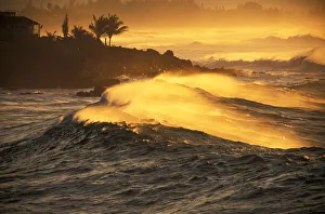 Hawaii, Oahu, North Shore, Sunset View Of Coastline Hawaii, Oahu, North Shore, Sunset View Of Coastline